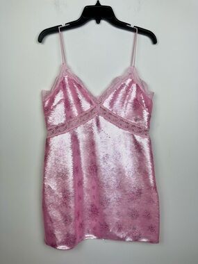 NEW LOVESHACKFANCY Finta Sequin Mini Dress In Flamenco Pink Size 12